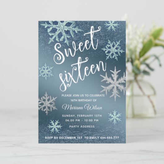 Winer wonderland Glanzend sprankelende blauwe snee Kaart (Staand voorkant)