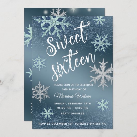 Winer wonderland Glanzend sprankelende blauwe snee Kaart (Voorkant / Achterkant)