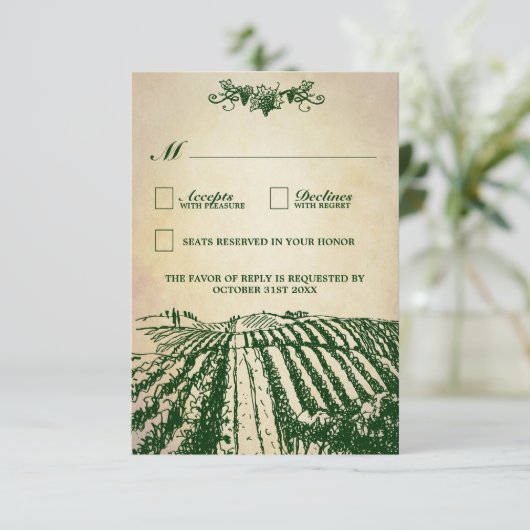  winerij Toscaanse wijnbouw RSVP-kaarten RSVP Kaartje (Staand voorkant)