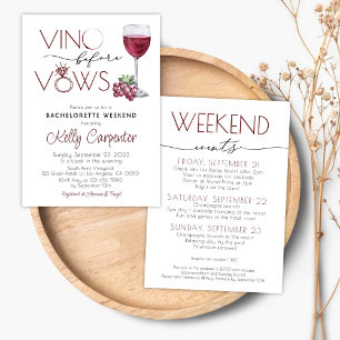 Winery Bachelorette Invitation Vino voor Vows Kaart