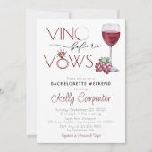 Winery Bachelorette Invitation Vino voor Vows Kaart (Voorkant)