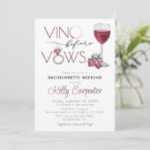 Winery Bachelorette Invitation Vino voor Vows Kaart (Staand voorkant)