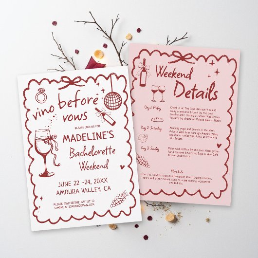 Winery Bachelorette Vino Before Vows Red Itinerary Kaart