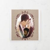 Winery Burgundy Wreath Wedding Photo Itinerary Drieluik Uitnodiging (Cover)