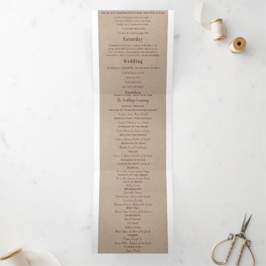 Winery Burgundy Wreath Wedding Photo Itinerary Drieluik Uitnodiging (Binnen)