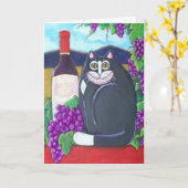 Winery Cat Greetings Kaart (Gele Bloem)