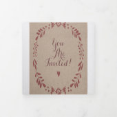 Winery Deep Burgundy Red Floral Wreath Wedding Drieluik Uitnodiging (Cover)