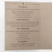 Winery Deep Burgundy Wreath Wedding Itinerary Drieluik Uitnodiging (Binnenzijde eerst)