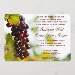 Winery Grapes Vineyard Wedding Invitations Kaart