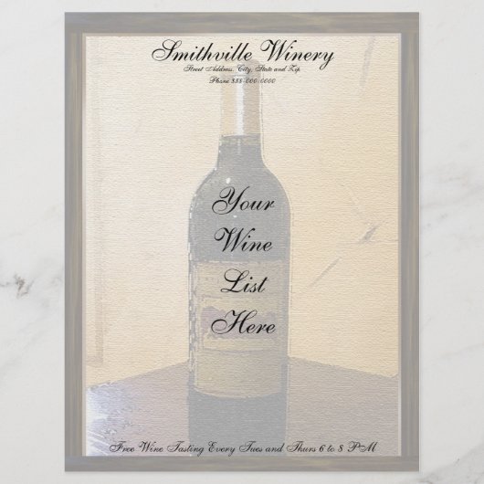 Winery Letterhead Gepersonaliseerd Briefhoofd (Voorkant)