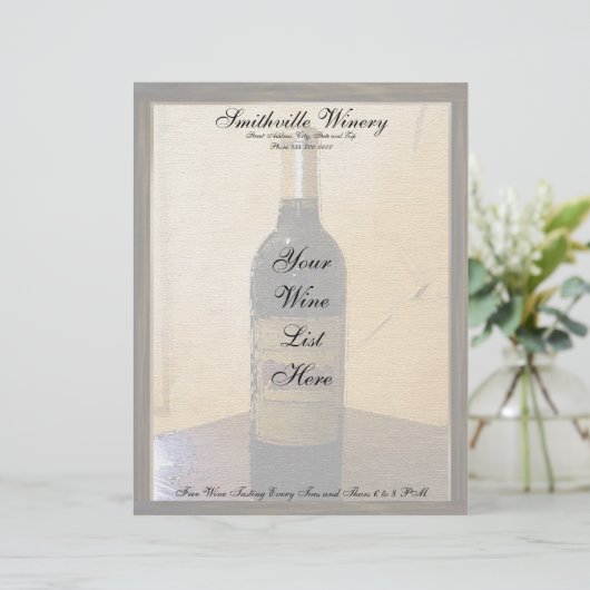 Winery Letterhead Gepersonaliseerd Briefhoofd (Staand voorkant)