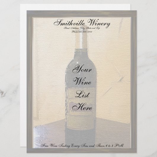 Winery Letterhead Gepersonaliseerd Briefhoofd (Voorkant / Achterkant)