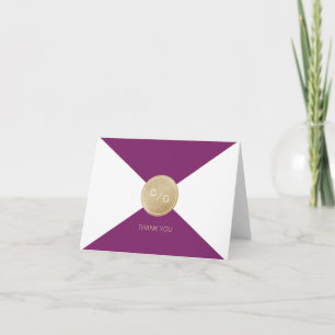 Winery paarse minimalistische moderne bruiloft bed bedankkaart