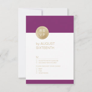 Winery paarse minimalistische moderne bruiloft RSV RSVP Kaartje