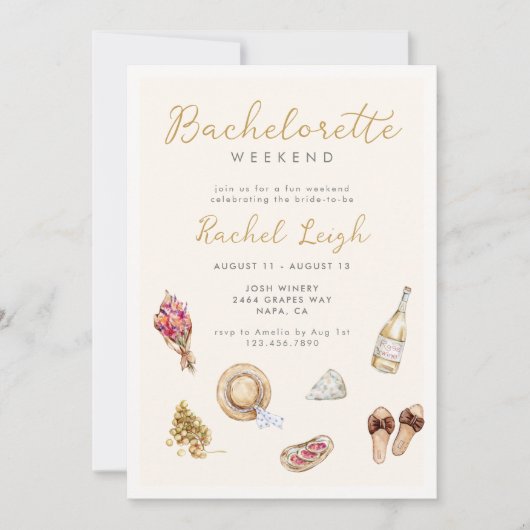 Winery Picnic Bachelorette Weekend Uitnodiging (Voorkant)