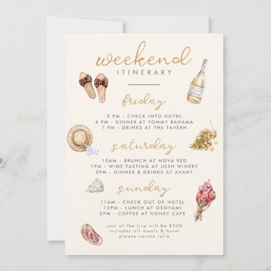 Winery Picnic Bachelorette Weekend Uitnodiging (Achterkant)