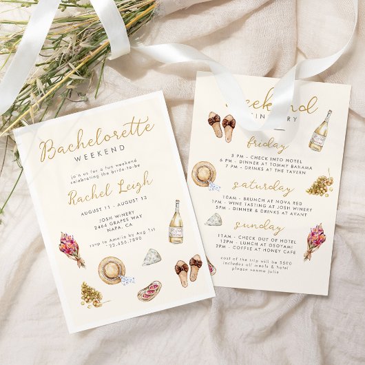 Winery Picnic Bachelorette Weekend Uitnodiging