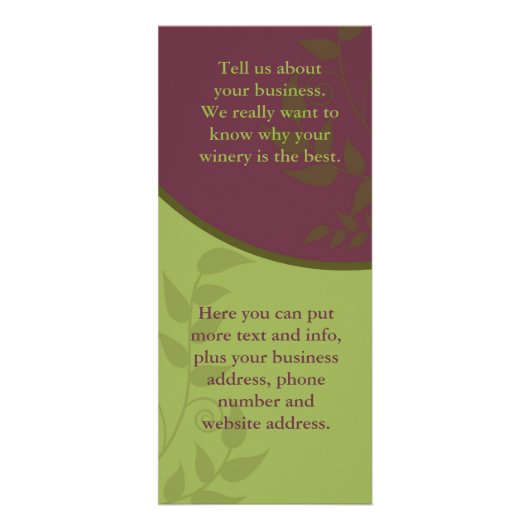 Winery Rack-kaart Reclamekaart (Achterkant)