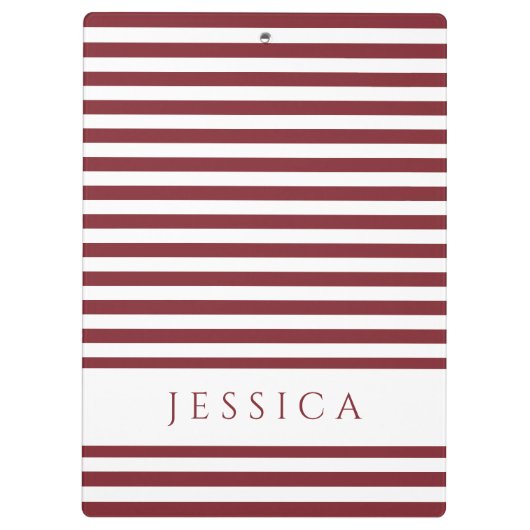 Winery Red en White Striped Pattern Name Klembord (Achterkant)