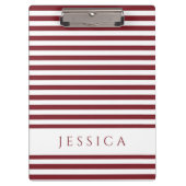 Winery Red en White Striped Pattern Name Klembord (Voorkant)