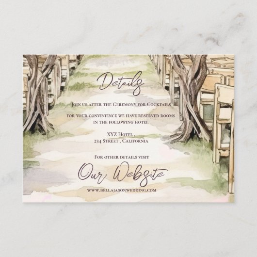 Winery Rustic Chic Grapevine Wedding Details Informatiekaartje (Voorkant)