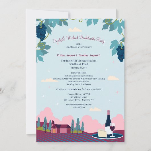 Winery Tour vrijgezellenfeest Kaart (Voorkant)