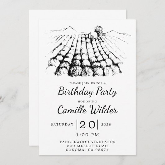 Winery Vineyard Birthday Party Kaart (Voorkant / Achterkant)