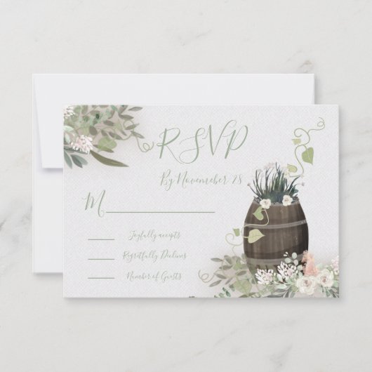 Winery Vineyard Wedding response cards RSVP Kaartje (Voorkant)