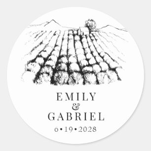 Winery Vineyard Wedding Ronde Sticker