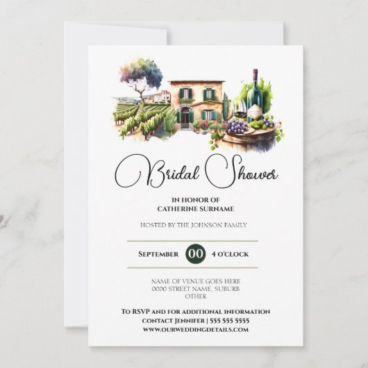 Winery waterverf Wine boerderij Vineyard vrijgezel Kaart (Voorkant)