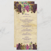 Winery Wedding  Grape Vines Rustic Menu (Voorkant / Achterkant)