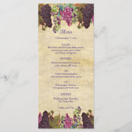 Winery Wedding  Grape Vines Rustic Menu