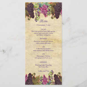 Winery Wedding  Grape Vines Rustic Menu