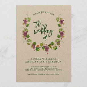 Winery Wedding with Rustic Typography   Kraft Kaart