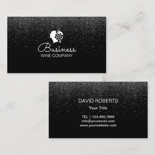 Winery Wine Company Confetti Modern Black Visitekaartje (Voorkant / Achterkant)