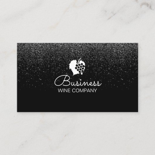 Winery Wine Company Confetti Modern Black Visitekaartje (Voorkant)