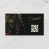 Winery Wine crapes bottled with QR on black design Visitekaartje (Voorkant)