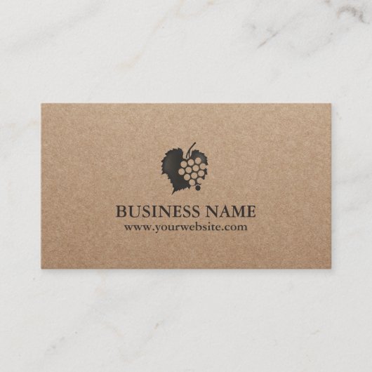 Winery Winemaker Sommelier Rustic Kraft Wine Visitekaartje (Voorkant)