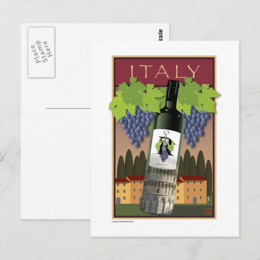 WINES-Corkschroef-Italiaans- Briefkaart (Voorkant / Achterkant)