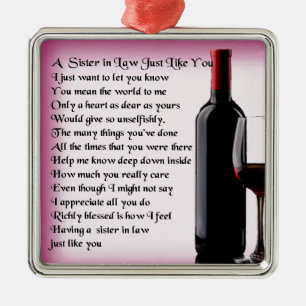    WineSister in Law Poem Metalen Ornament