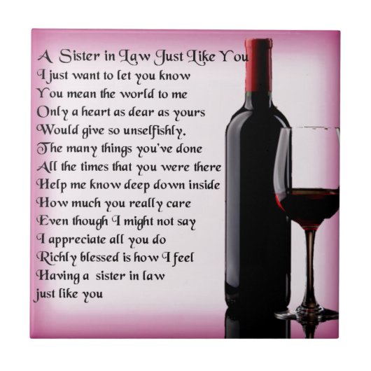    WineSister in Law Poem Tegeltje (Voorkant)