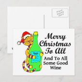 Winey kat Kerstmis "...en aan alle goede wijn" Feestdagenkaart (Voorkant / Achterkant)