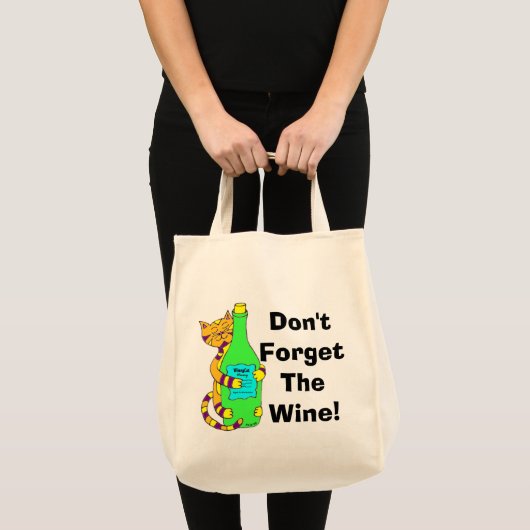 Wineycat "Vergeet de wijn niet!" Winkelzak Tote Bag (Voorkant (product))
