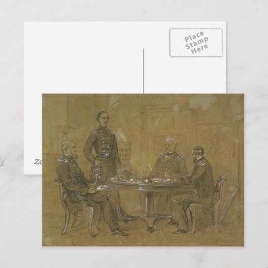 Winfield Scott en Staff Briefkaart (Voorkant / Achterkant)