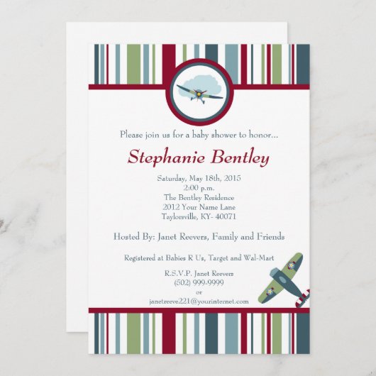 Wing 5x7 Uitnodiging vliegtuig (Voorkant / Achterkant)