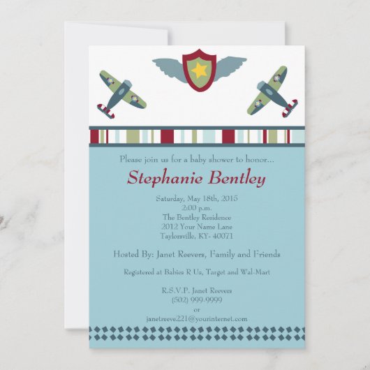 Wing 5x7 Vliegtuiguitnodiging Kaart (Voorkant)