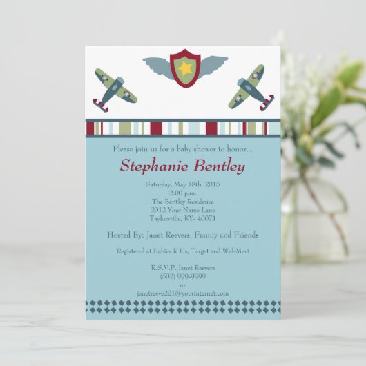 Wing 5x7 Vliegtuiguitnodiging Kaart (Staand voorkant)