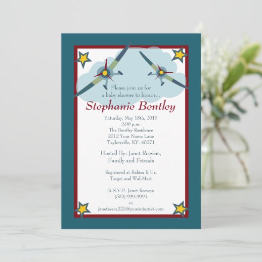 Wing 5x7 Vliegtuiguitnodiging Kaart (Staand voorkant)