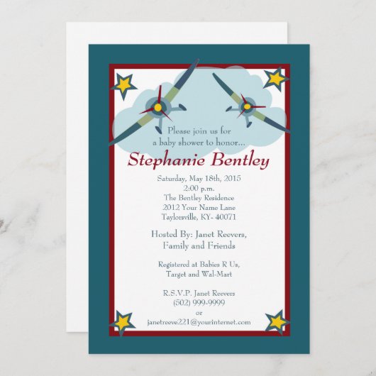 Wing 5x7 Vliegtuiguitnodiging Kaart (Voorkant / Achterkant)