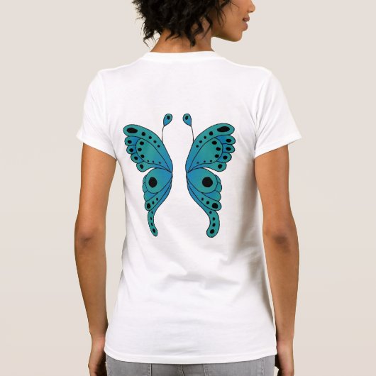 Wing Blauwgroen en Zwart T-shirt (Achterkant)